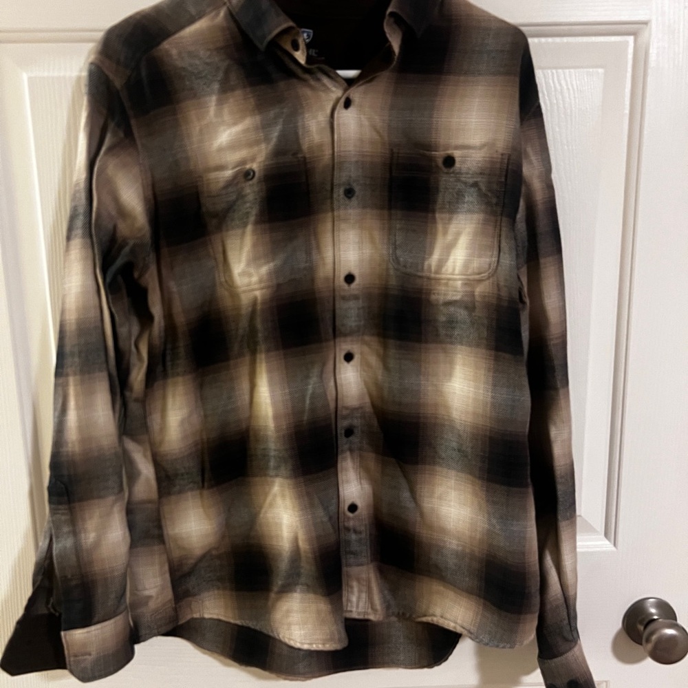 Kuhl Plaid Button-Up Shirt in Black and Tan